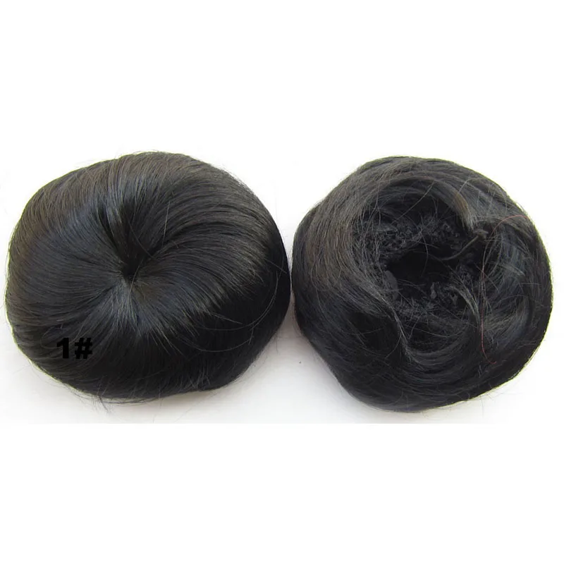 #1 Jeedou синтетические волосы шиньон круглые сферические Updos прямые волосы клип на пучок волос валик-бублик светло-коричневые цветные шиньоны - Цвет: #1