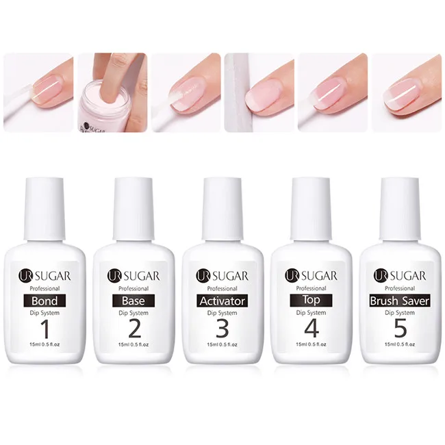 5Pcs Set UR сахар 15 мл погружением ногтей порошок Системы жидкости Clear Base активатор Top ногтей Dip Системы жидкости Нет необходимости Ультрафиолетовая лампа для маникюра - Цвет: 5Pcs Set
