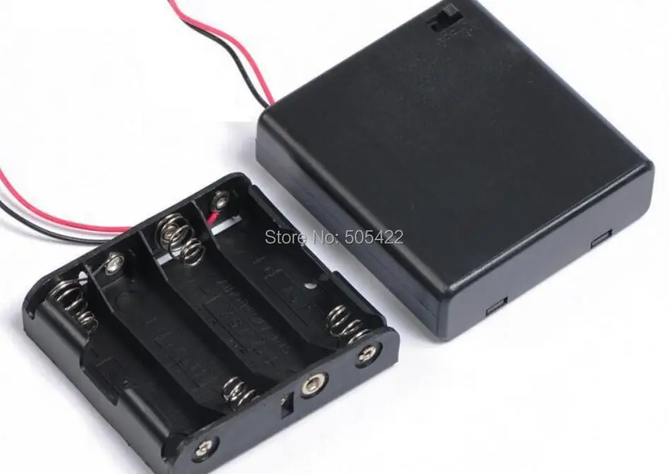 4AA Battery Holder Connector 4 AA Storage Case Box ON/OFF Switch With Lead Wire New 500pcs/lot |