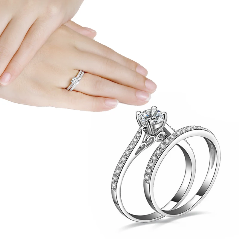 Мода 2 шт./компл. очаровательное серебряное кольцо для влюбленных с кристаллами