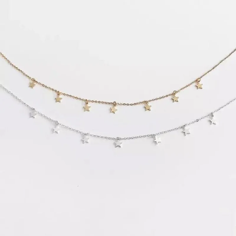 Новинка 2018 года для женщин chocker цвета: золотистый серебристый цепь Звезда колье