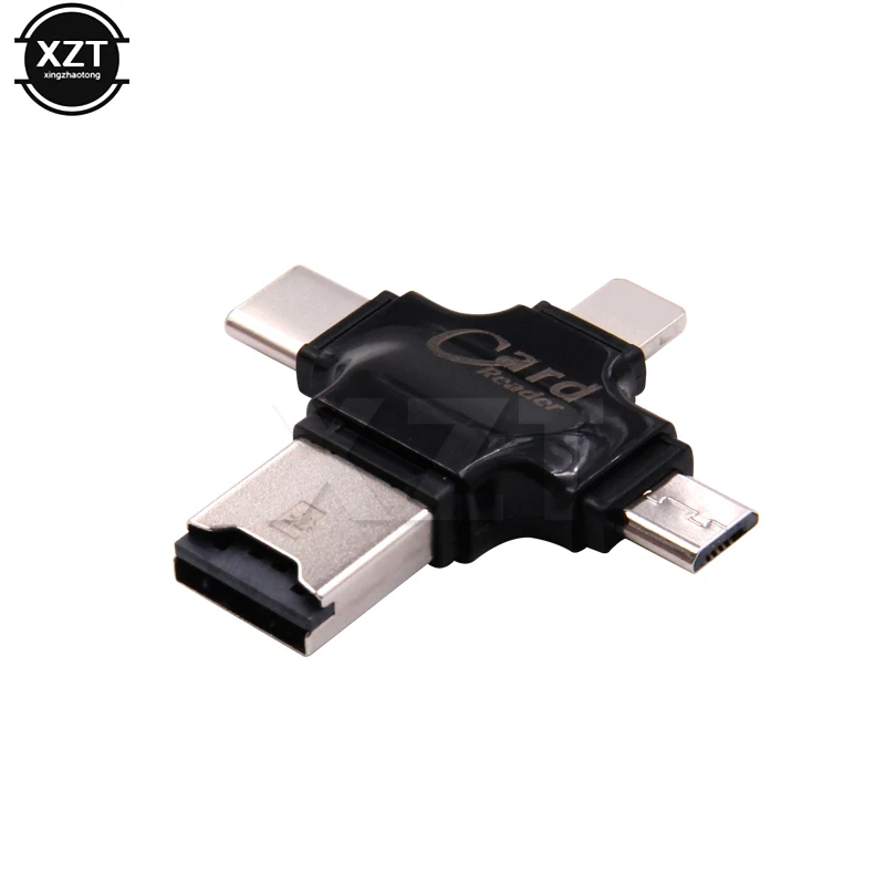 Новейший 4 в 1 тип-c/Micro USB/USB 2,0 считыватель карт памяти Micro SD считыватель карт android otg считыватель для iphone 7 plus 6s5s считыватель