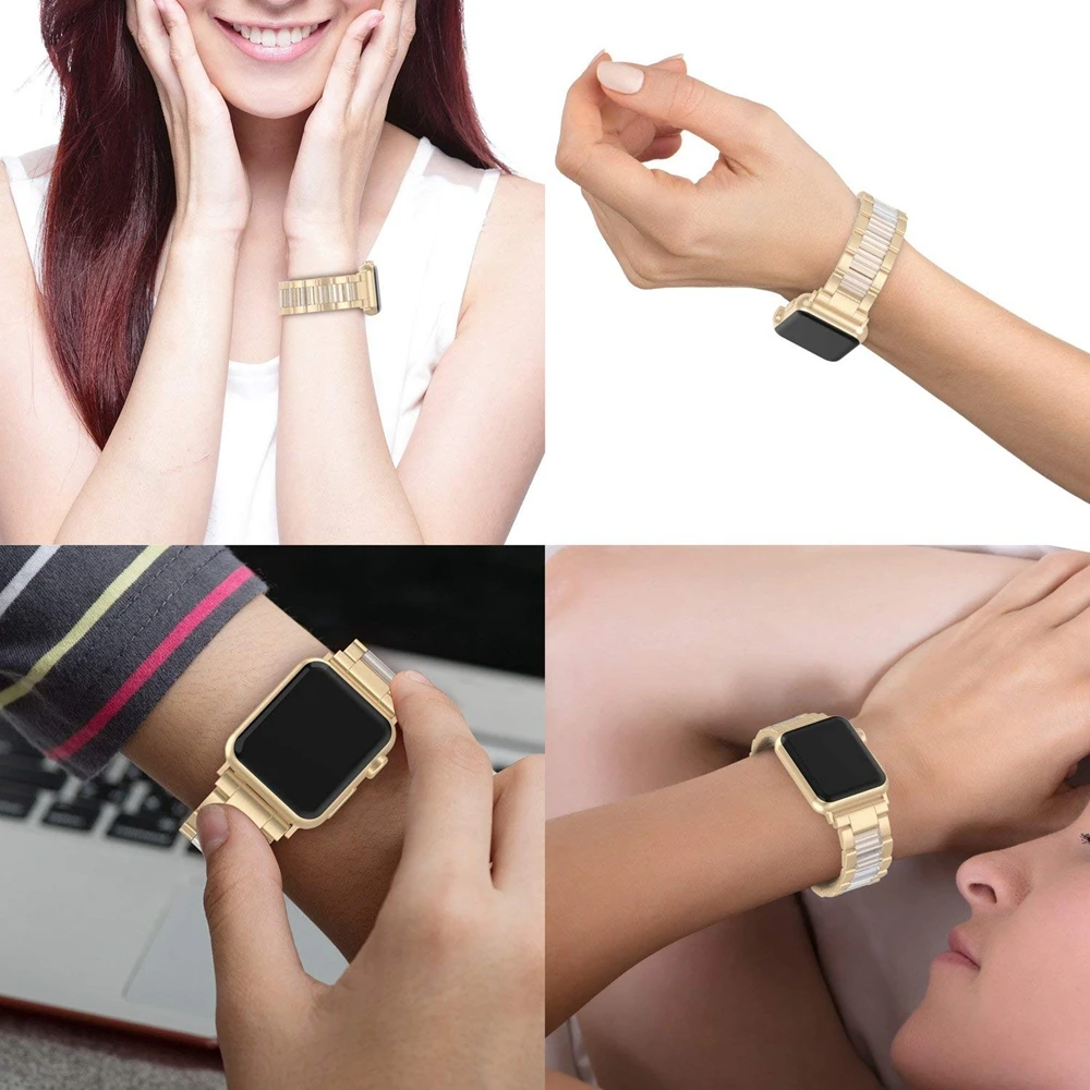 Роскошные Apple Watch Алюминий смолы ремешок сменный наручный ремешок для наручных часов Apple Watch& Sport& Edition 42/38 мм/40-44 мм