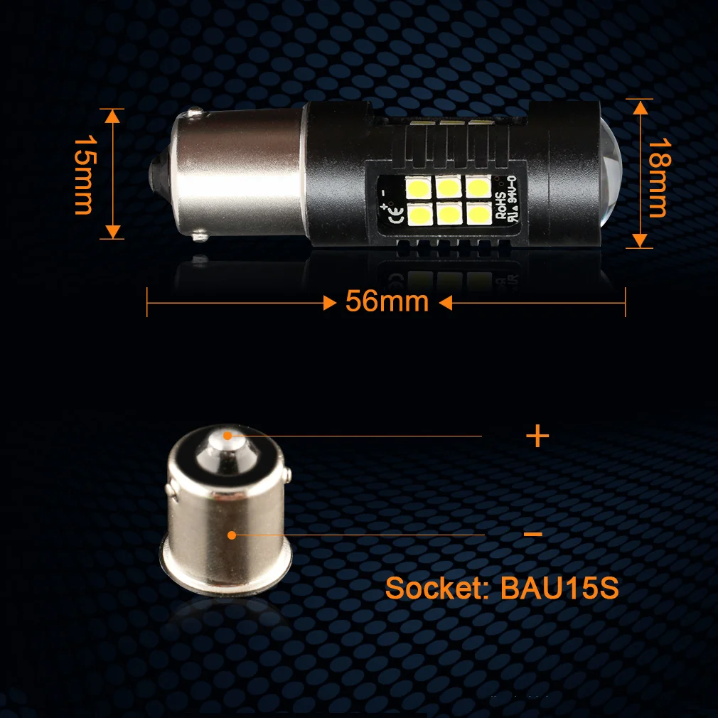 2 шт. Автомобильные светодиодные лампы 1156 BAU15S 6000 лм 3030 к 21SMD 12 В D030 | Автомобили и