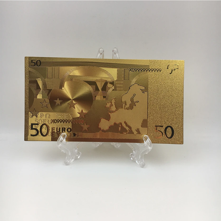 PET Материал евро 50 банкнота ближнего света в центре сообщений течение 24K gold для