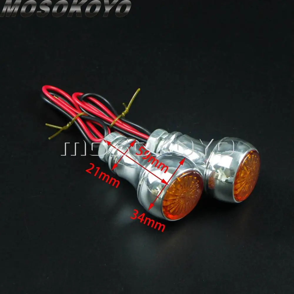 2x Front Turn Signal Light Amber LED Indicator Relocation Holder Solid Brass Mini Blinker for Cafe Racer Scrambler |