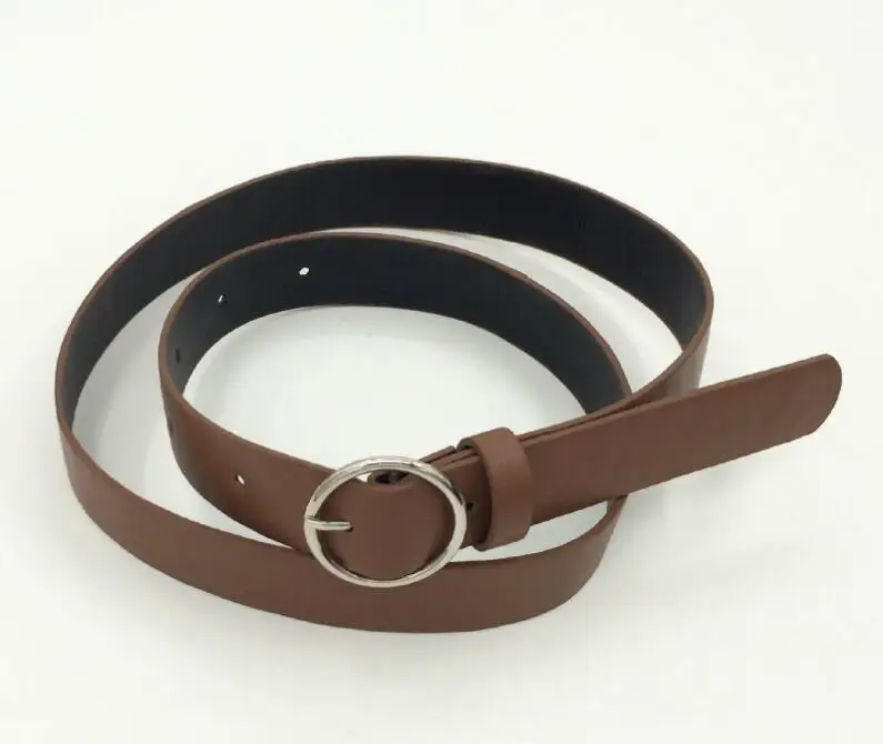 Style 2 CoffeeSilver Женский кожаный ремень, новые круглые пряжки, ремни для женщин, для досуга, джинсы, дикие, без шпильки, металлическая пряжка, женский ремень - Цвет: Style 2 CoffeeSilver