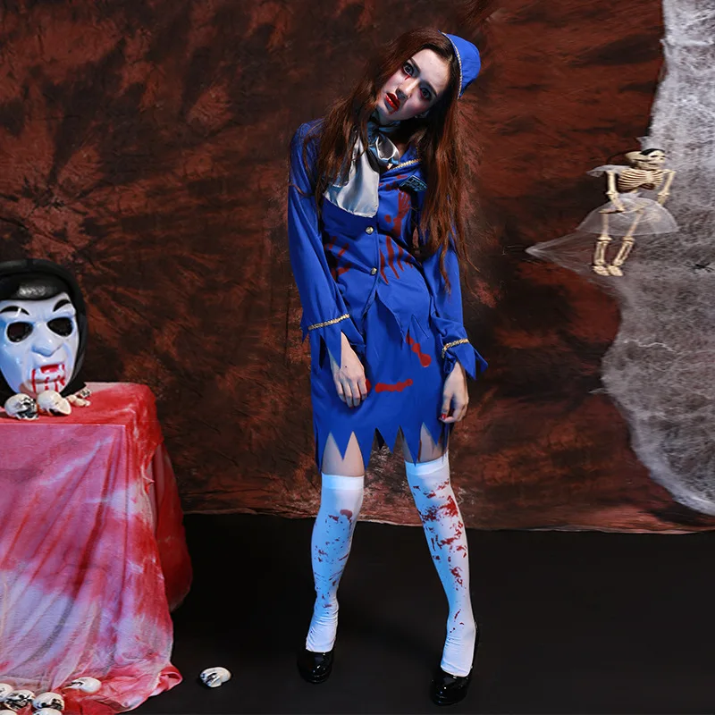 Хэллоуин ужас одежда косплей костюм стюардессы креативный Взрослый вечеринка