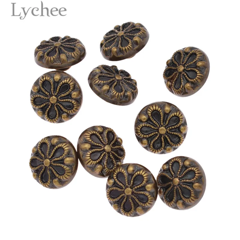 Lychee 10 шт. 15 мм/18 мм винтажные пластиковые пуговицы цветочный узор круглая кнопка