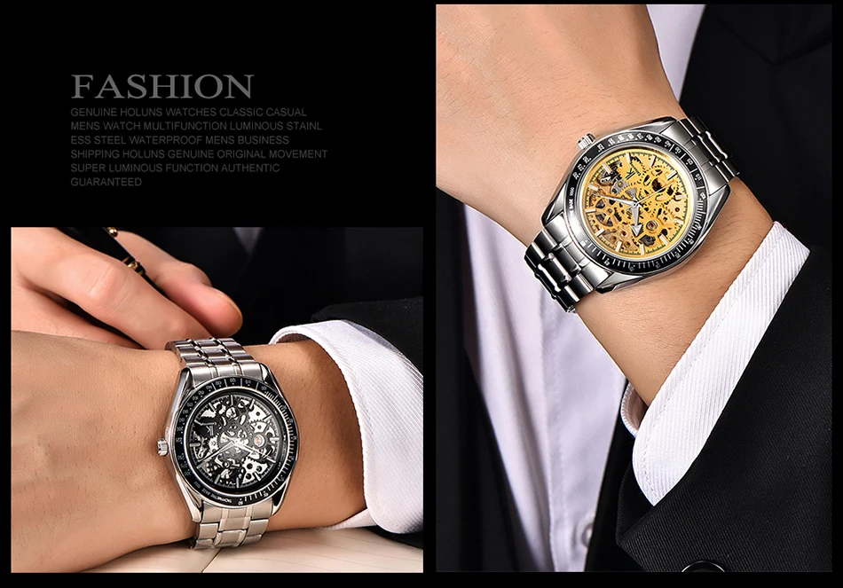 IK Colouring Luxury Brand Men Watches Automatic Mechanical Skeleton Steampunk Stainless Steel Band Male Clock relogios feminino | Наручные