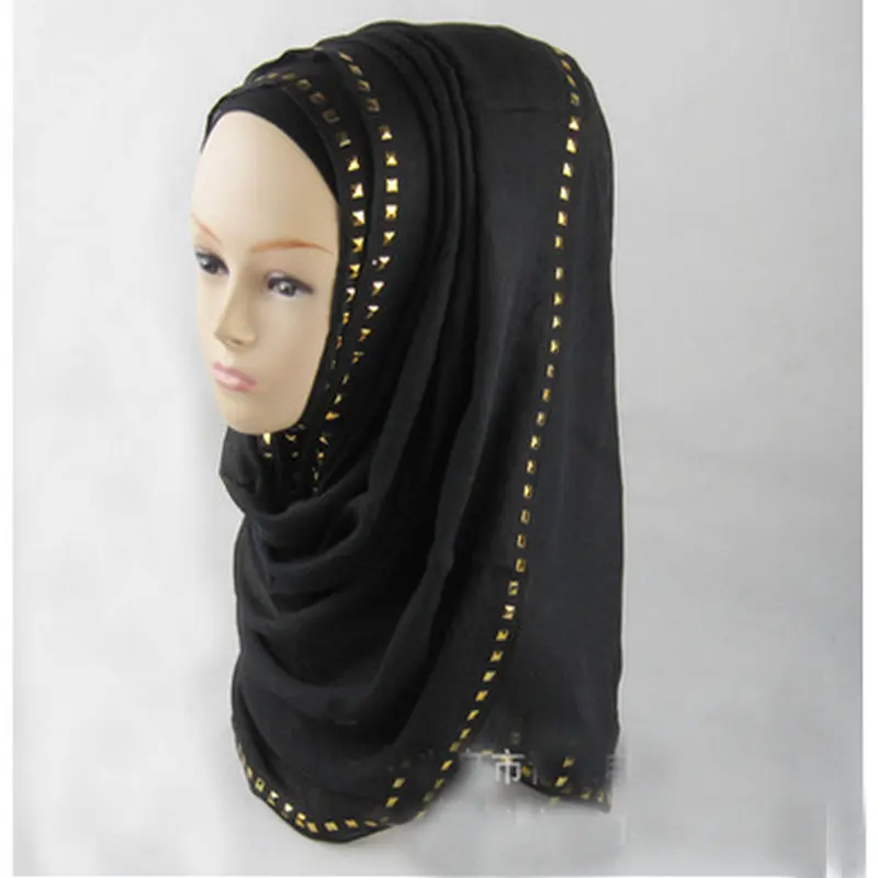 Горячая Распродажа длинный женский платок с заклепками хиджаб исламский кафтан