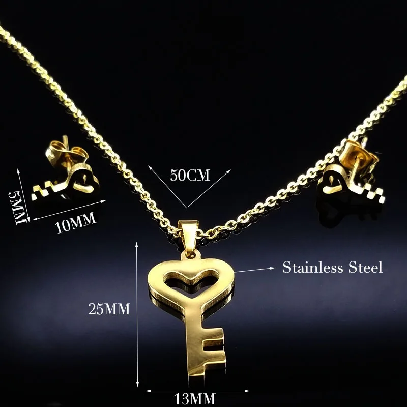2020 набор украшений для женщин из нержавеющей стали с надписью Love Key модные серьги