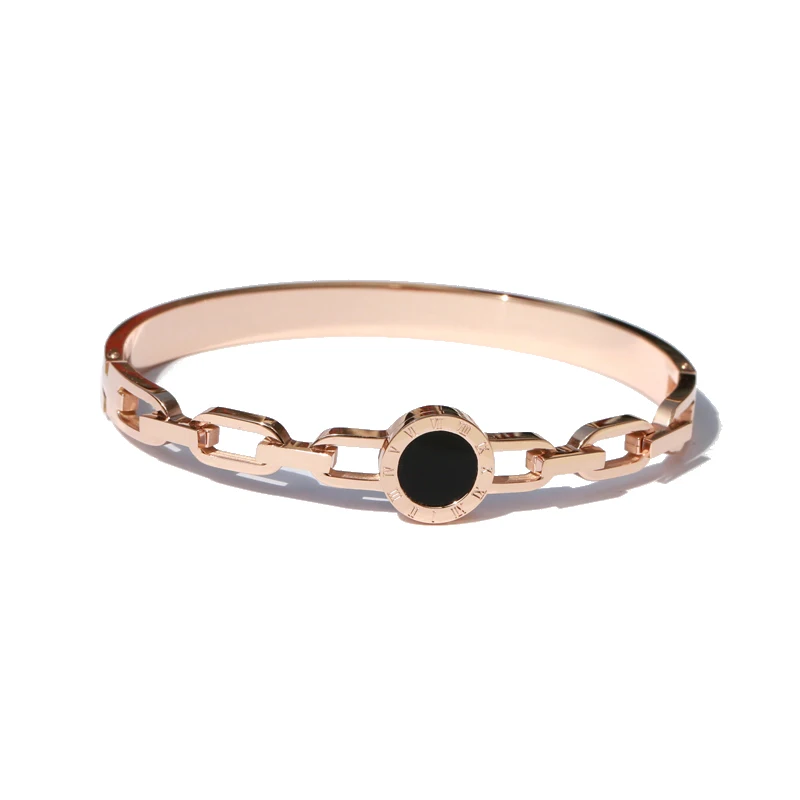 

YUN RUO 2018 New Classic Black Ceramics Bangle Rose Gold Color Women Birthday Gift Titanium Steel Jewelry Not Fade Drop Shipping