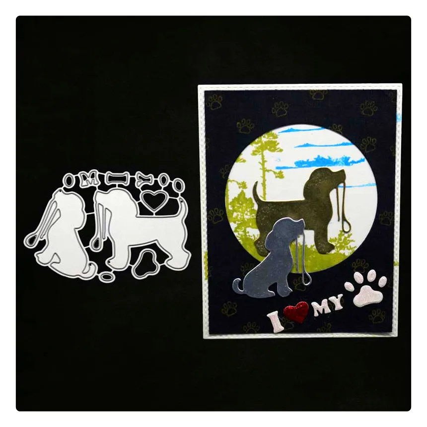 

1710 Dogs Animal Cut Scrapbook Metal Cutting Dies For Scrapbooking Stencils DIY Album Cards Decoration Embossing Folder Die Cuts