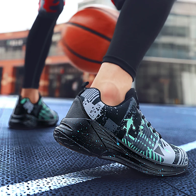 Флуоресцентные мужские баскетбольные кроссовки нескользящая спортивная обувь