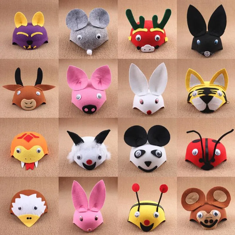 

Non-woven Cartoon Animal Hat Kids Children Boy Girl Stage Perofrmance Party Hat Party Dress Decor Halloween Christmas