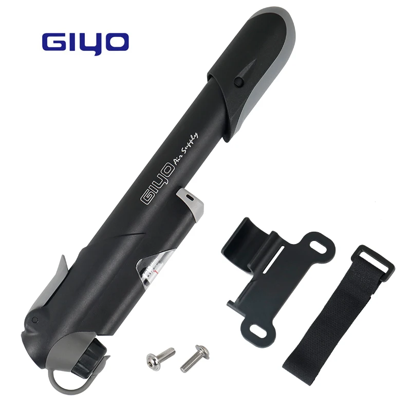 

Giyo Portable Mini Bicycle Pump W/in-line Gauge Fits Schrader Presta Cycling MTB Ball Air Inflator Telescopic Barrel GM-63CP