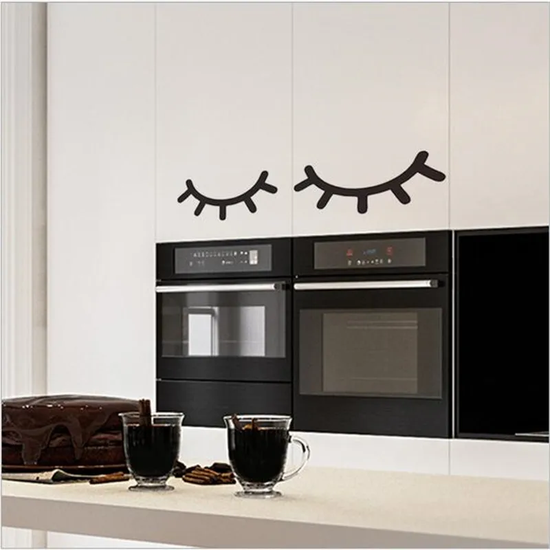 1 шт. черная наклейка на холодильник с ресницами домашний шкаф Наклейка стену