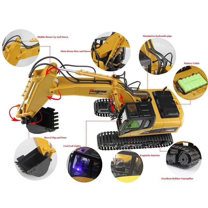 RC экскаватор 15CH дистанционное управление 2.4g строительство грузовик гусеничный