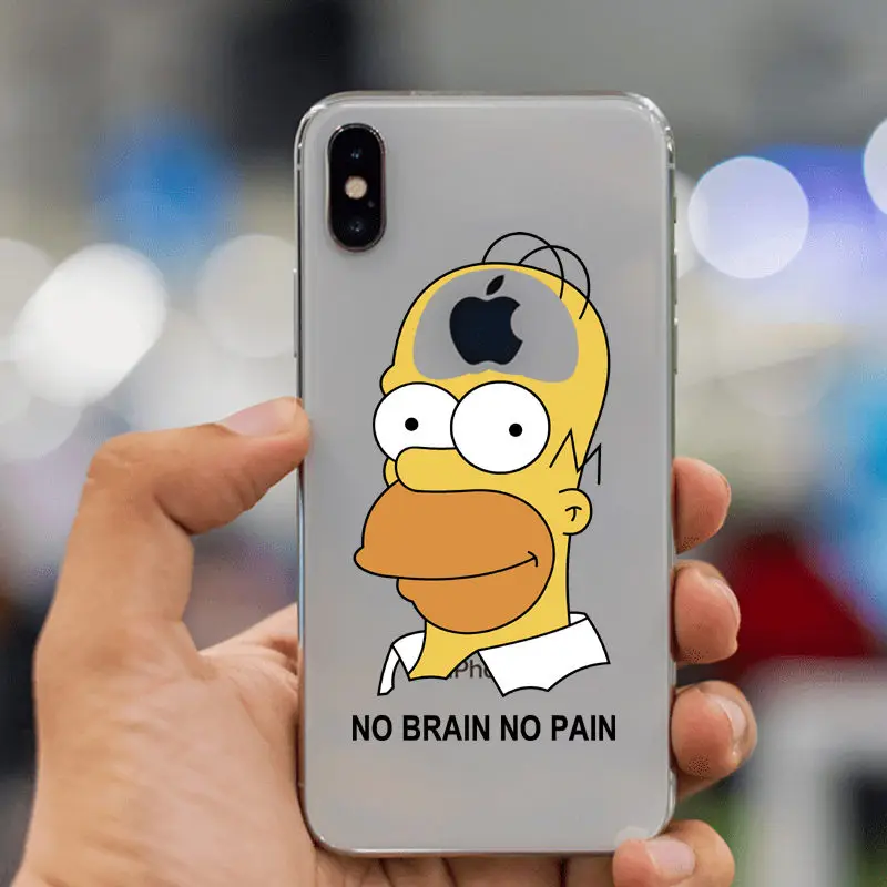 TPU Мягкий чехол из ТПУ с изображением Симпсона для iPhone 11, 11Pro, 5, 5S, SE, 6, XS, Max, 7, 8 Plus, XR, Забавный силиконовый прозрачный высококачественный чехол - Цвет: TPU