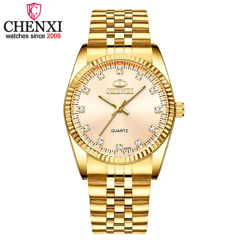 

CHENXI Men Gold Watch Male Stainless Steel Quartz Golden men's Wristwatches for Man Top Brand Luxury Quartz Watches Gift Clock