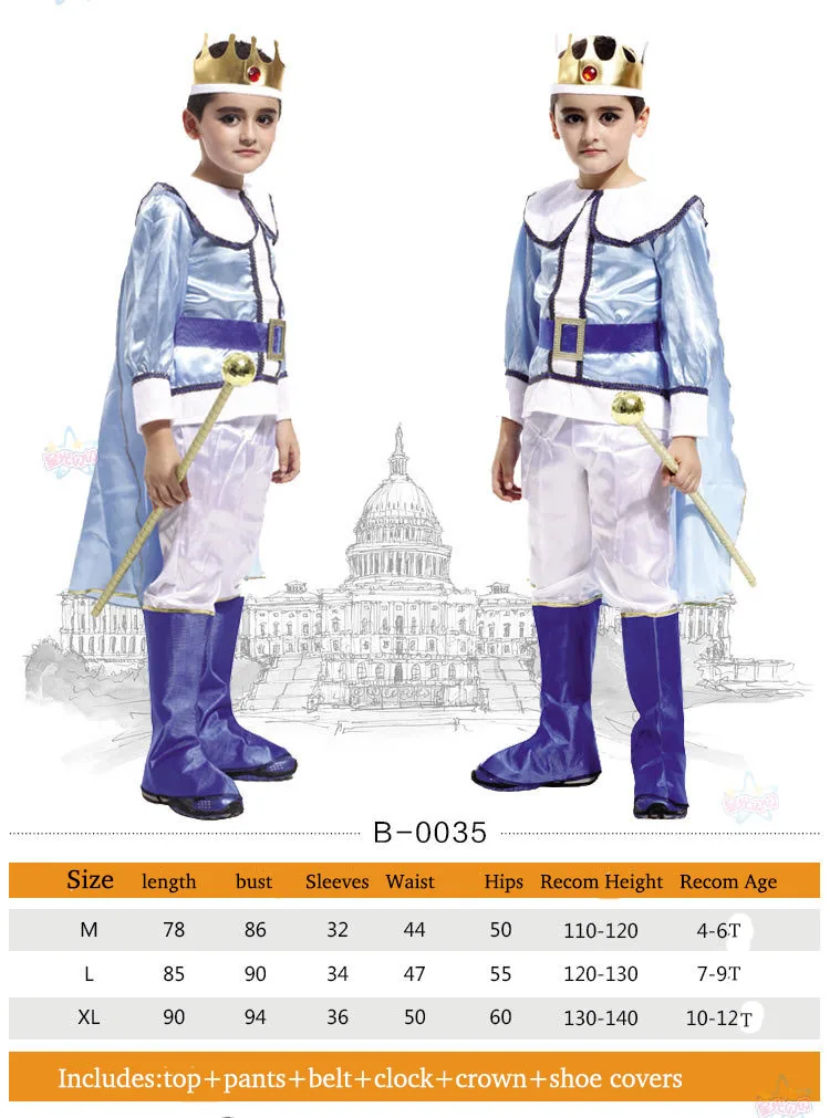 Хэллоуин Дети принц королевская Одежда наборы Косплей костюмы маскарадные для