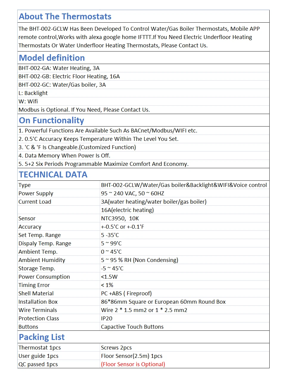 WiFi термостат контроллер температуры ЖК сенсорный экран подсветка для воды/газа бойлер работать с Alexa Google Home 3A умный дом