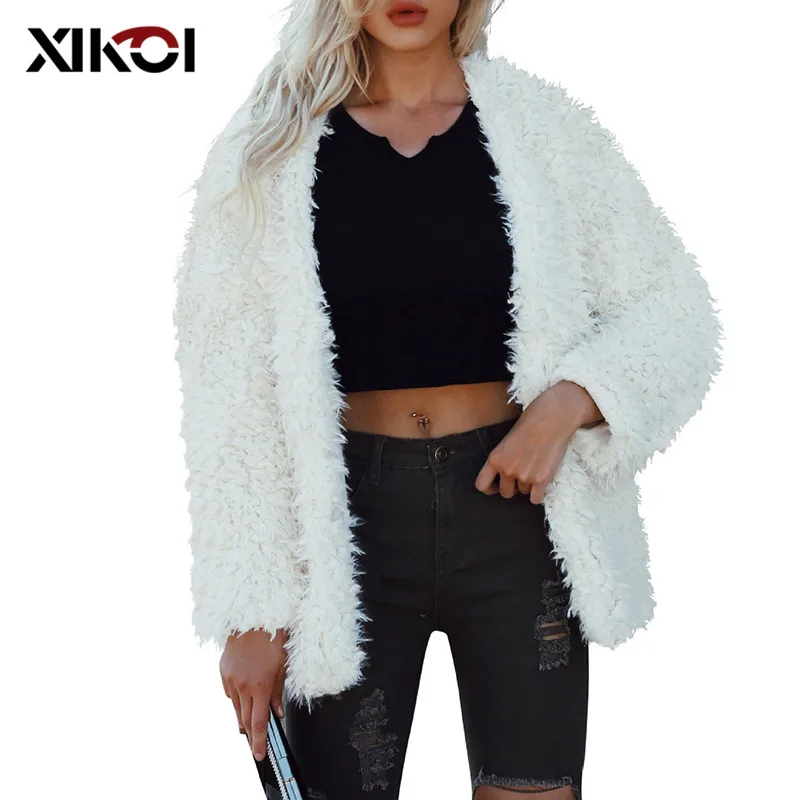 

XIKOI Casual Furry Faux Fur Coats Women Fake Fur Coat Female Short Coat 2021 Winter Clothing Colored Fur Streetwear Overcoat