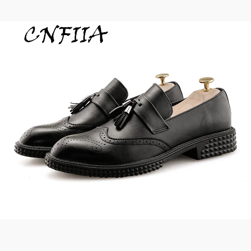 CNFIIA Men Loafers Moccasins Leather Shoes Black Brown Gray Classic Tassel 2018 Fashion Brand Quality New | Обувь