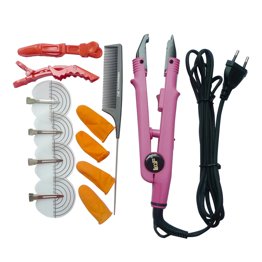 Pro LOOF розовые/черные утюги для наращивания волос Fusion коннекторы I TIP/U TIP