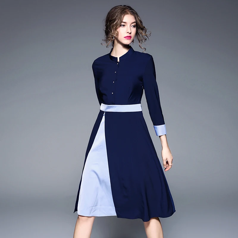 Элегантные женские туфли синего цвета для офиса осени платье Robe Ete 2020 kleijer дамы