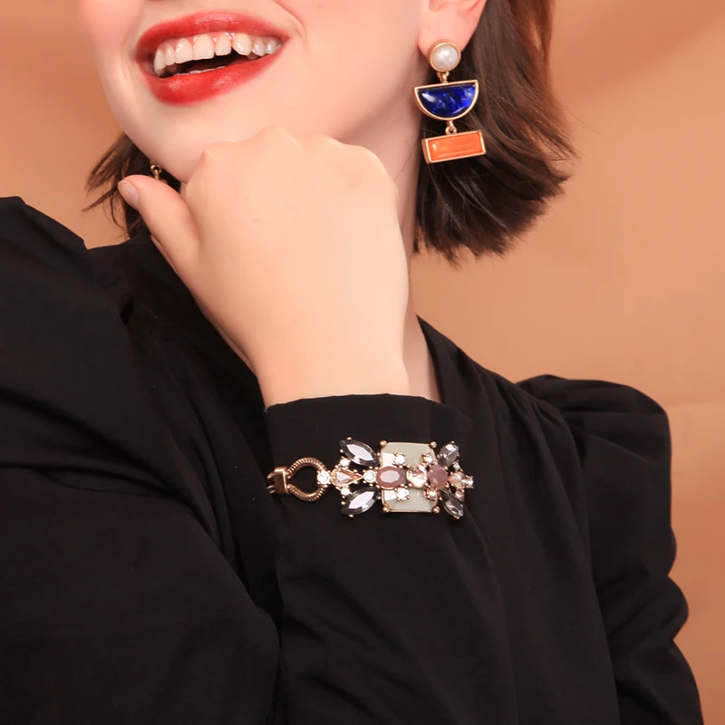 Модный геометрический цветочный винтажный браслет для женщин AliExpress браслеты для вечеринок и браслеты бижутерия