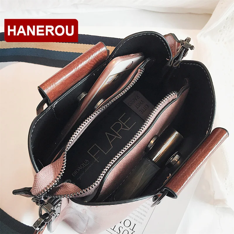 HANEROU винтажные женские сумки мессенджеры с широким ремешком мини сумка на плечо