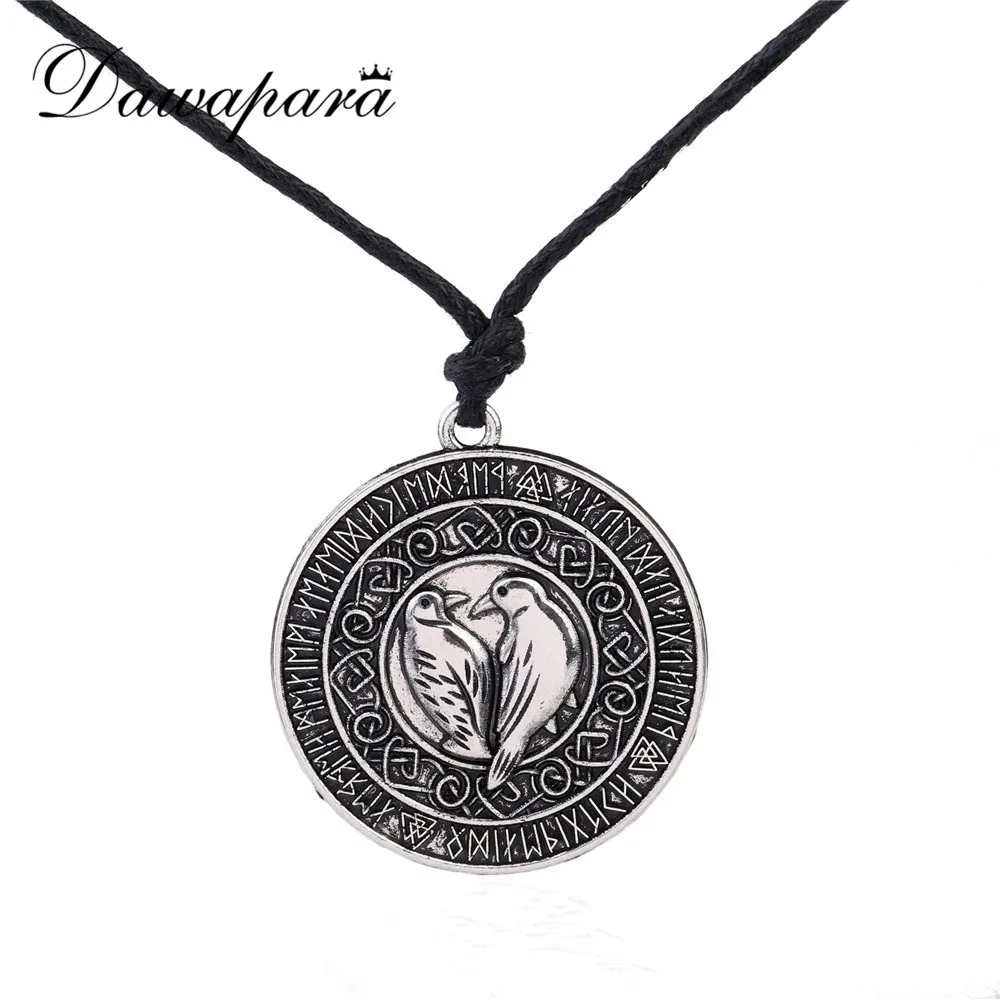 Dawapara Valknut Вороны Ожерелье руны викингов Amulet Северный талисман Knots Vikings ожерелье с