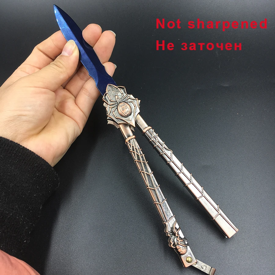 Нож-бабочка из нержавеющей стали, тренировочный нож, лезвие Karambit, складной нож, тренировочный нож, Подарочный Тренажер+ деревянная подарочная коробка