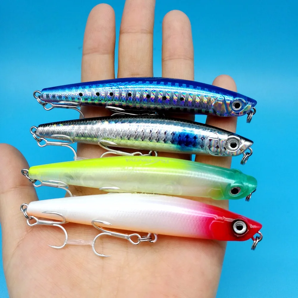 

TSURINOYA 4pcs/Lot Pencil Fishing Lure 98mm 9.2g 8Colors Floating Top Water Bass Lure Long Casting Distance Fish Crankbait