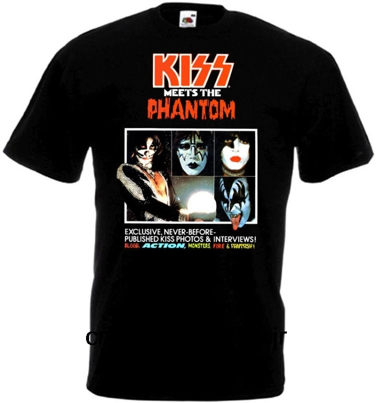 Gildan Men T shirt Kiss Meets The Phantom Poster Rock Band Cool s Black fortnite funny t-shirt novelty tshirt women Мужская одежда