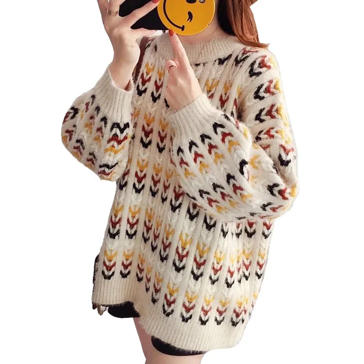 2020 autumn and winter new Korean version of the loose large size thick sweater pullover shirt women's clothing | Женская одежда