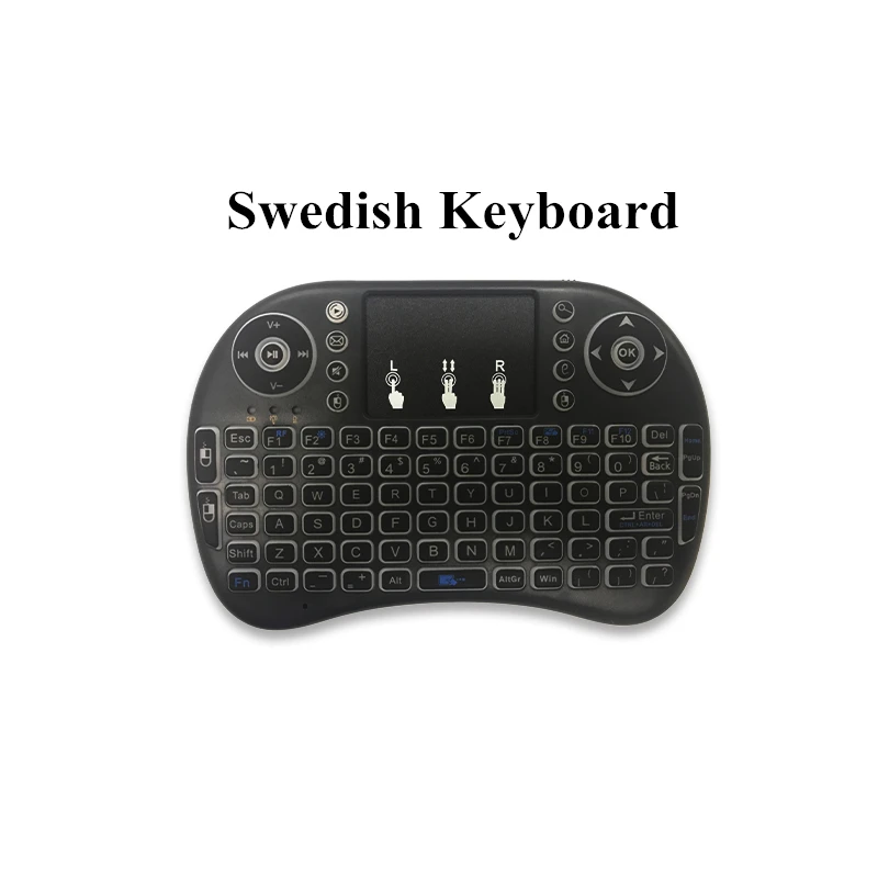Портативная беспроводная мини-клавиатура 2,4 ГГц тачпад для Android tv Box французский арабский Шведский Иврит Русский Язык опционально - Цвет: Swedish n English