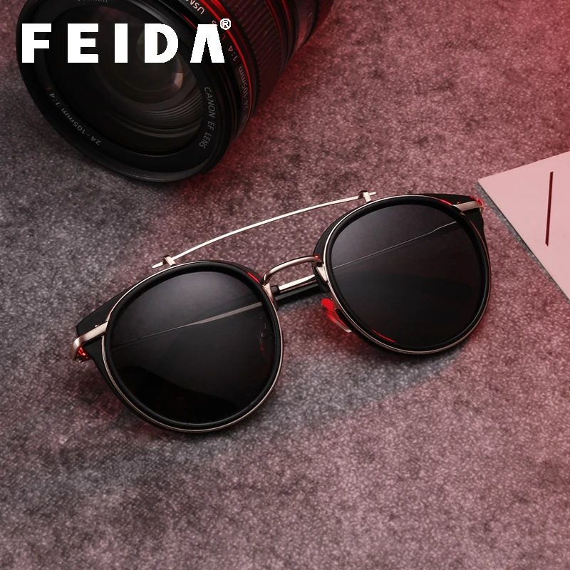 Женские солнцезащитные очки авиаторы FEIDA металлические поляризационные для