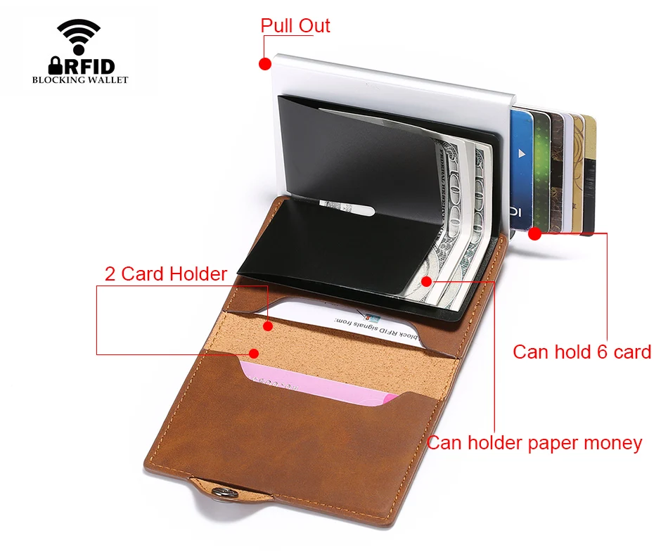 DIENQI Rfid Мини кожаные мужские кошельки, винтажные тонкие мужские Волшебные металлические кошельки, маленький кошелек, держатель для карт, двойной валлет, кошелек для денег