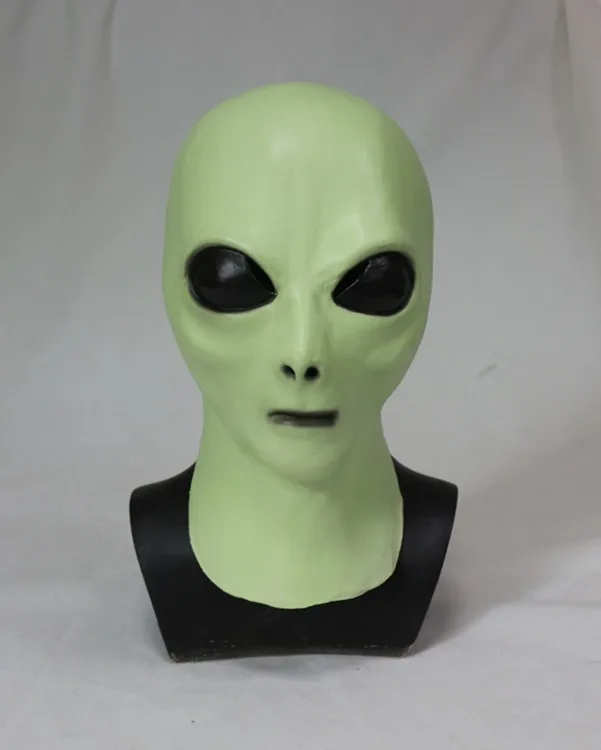 Делюкс Латекс Хэллоуин аксессуары к костюму для Косплей Alien Маска светятся в
