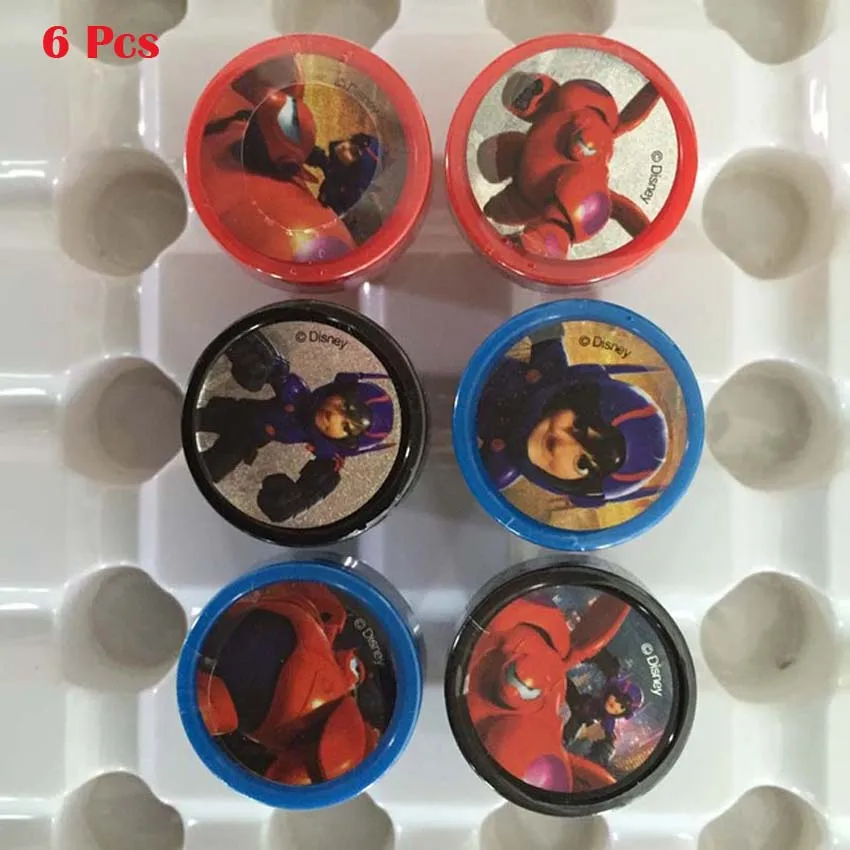 6 Pcs BigHero Детский штамп Микки принцесса мультфильм Stamper детей на заказ пластиковая резиновая Самостоятельная Заправка чернилами игрушечные печати - Цвет: 6 Pcs BigHero