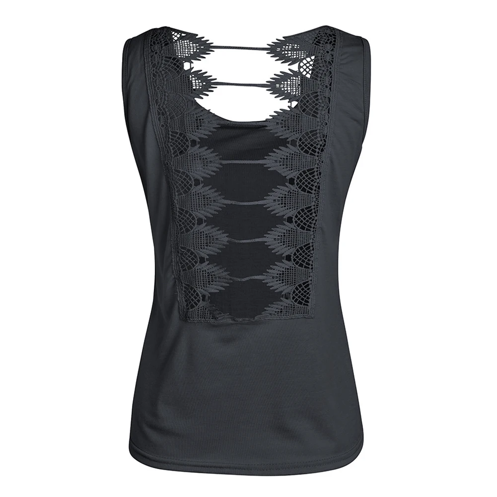 Кружевной женский свитер без рукавов Для женщин футболка Блузка с открытой