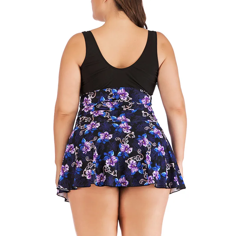 Женский купальник танкини из двух частей с принтом и лямкой на шее купальный