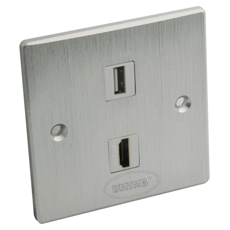 

Aluminum wall plate with HDMI, USB and support DIY