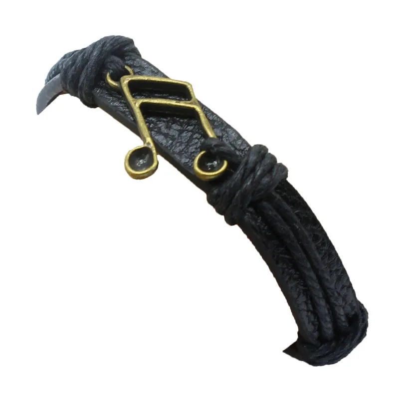 Винтажный коричневый модный Музыкальный знак замок стрела кожаный браслет