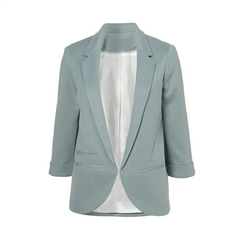 

2015 Женский Тонкий Повседневный Блейзер ярких цветов с рукавом три четверти, пиджак, верхняя одежда, размера плюс, однотонный блейзер