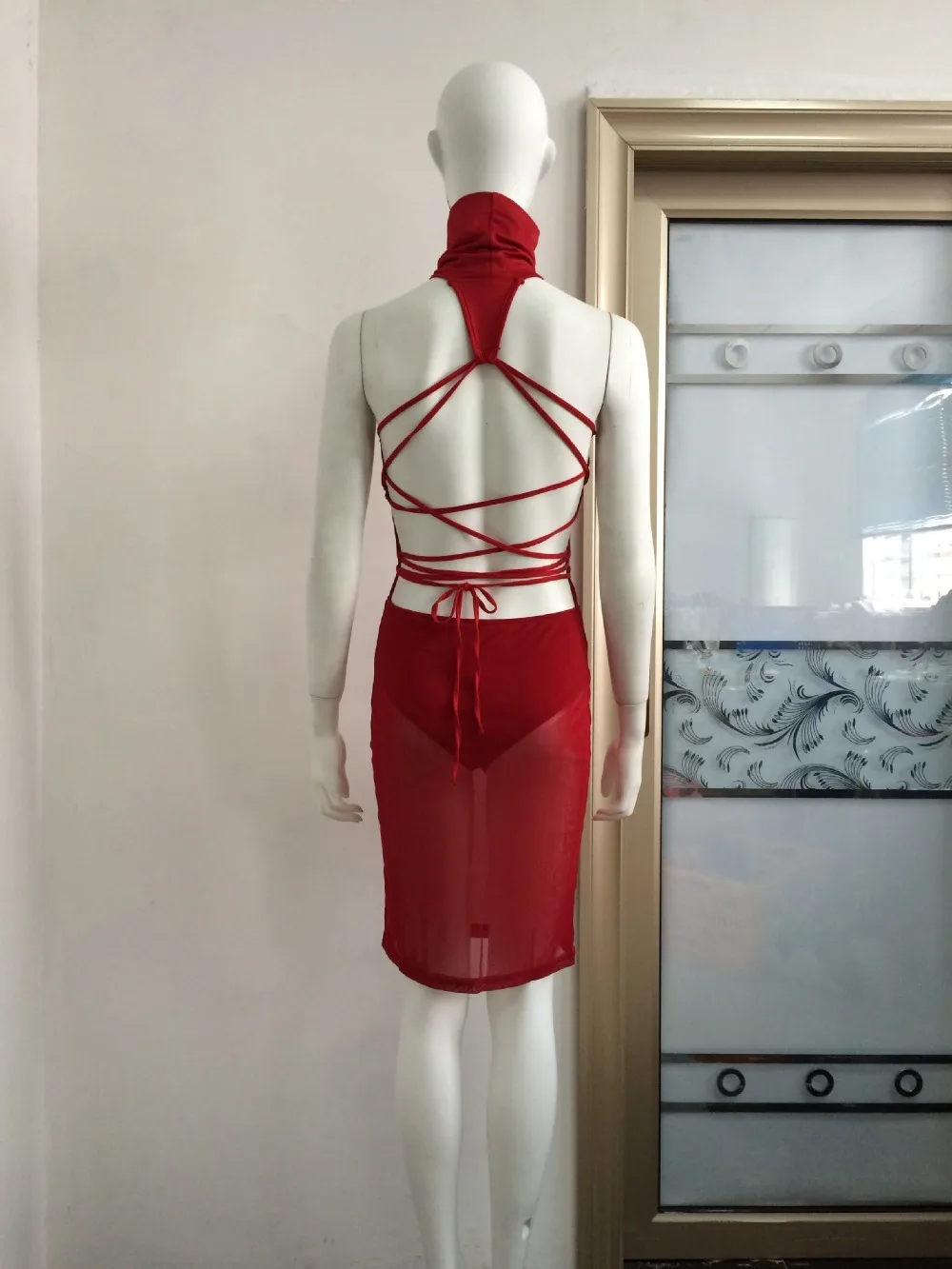 Сексуальное платье Для женщин Одежда Лето рукавов Тощий Красный Bodycon спинки