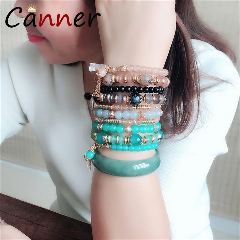 Женский браслет с бусинами CANNER богемский многослойный кристаллами из